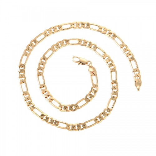 Figaro pinuma apzeltīta ķēde, 18 karātu zelta pārklājums, garums 60-65 cm